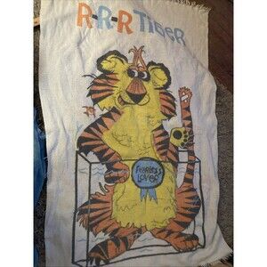 Vintage 1970's large Beach Towel “fearless Lover” R-R-R Tiger in An Aquarium